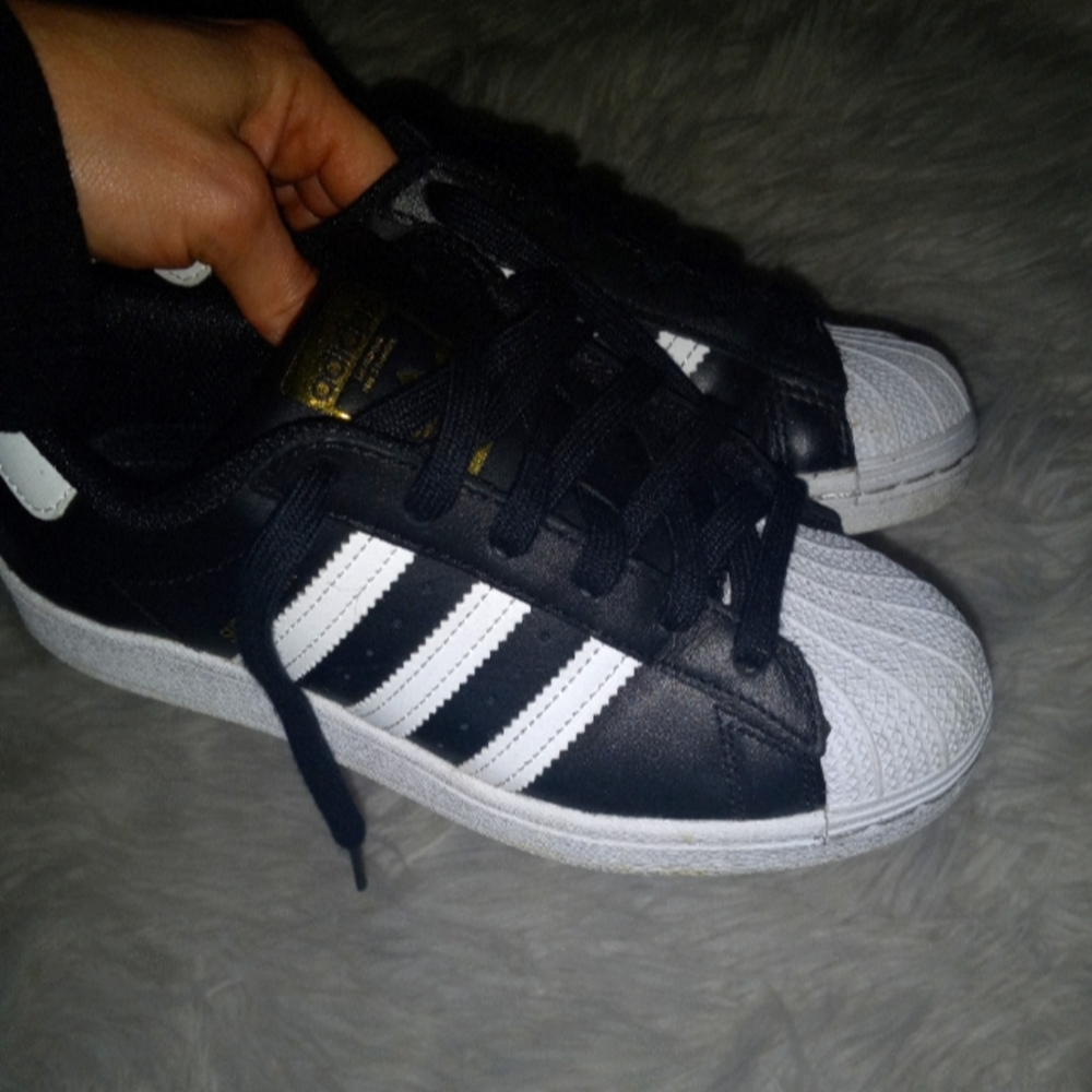 adidas Black and White Shell Toe Sneakers superstar